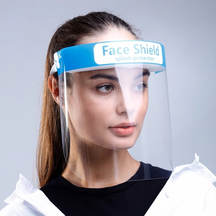 Big discount clear protective full face shield PET plastic anti fog face shield disposable protector facial large stock