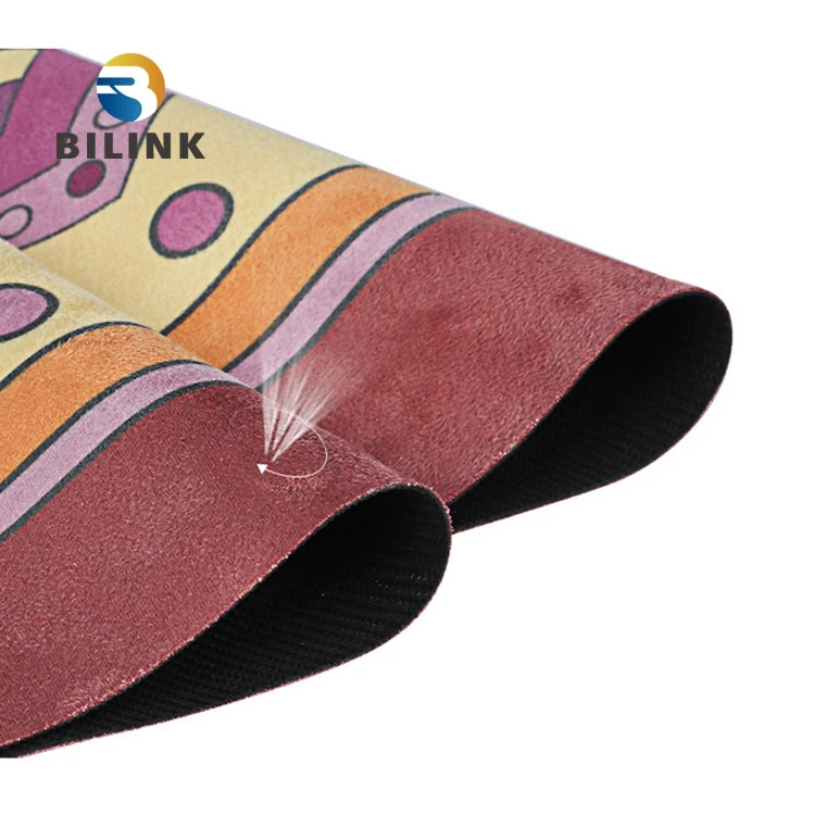 Bilink Custom Eco Friendly Digital Printed Suede Natural Rubber material DIA150cm Round Yoga Mat