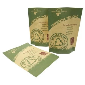 Biodegradable plastic bag Compostable Food Grade Stand Up Kraft Paper Bag