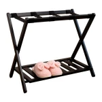 Black top grade bamboo bedroom folding rack exit double luggage rack