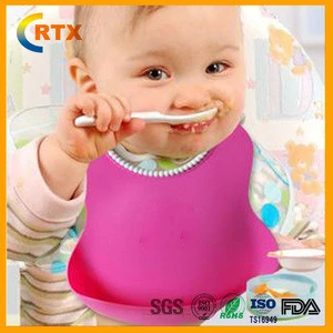 BPA Free Healthy Feeding Silicone Bib soft silicone baby bib With Food Pocket