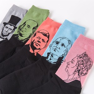 Breathable Personality Men&#39;s Pure Cotton Stockings Famous Portraits Socks
