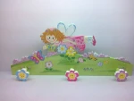 Bright Color Hand Painted Kids Girls Fairy Clothes Jacket Wall Hanger 3 Peg