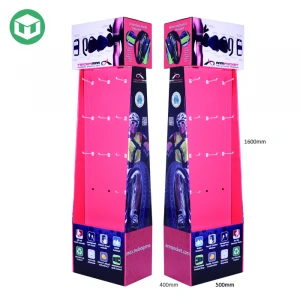Cardboard Supermarket Mobile Phone Charger Display Stand, Retail Floor Display Stand