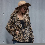 Casual ladies clothing animal tiger stripe winter faux fur plus size jacket coat women clothes