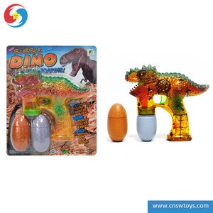 CB1803117 Wholesale Summer Toys 6 Flashing Light Outdoor Toys Electric Dinosaurs Bubble Gun with Double bottles bubble liquid