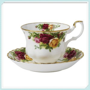 Ceramic roses tea cup and saucer set wholesale