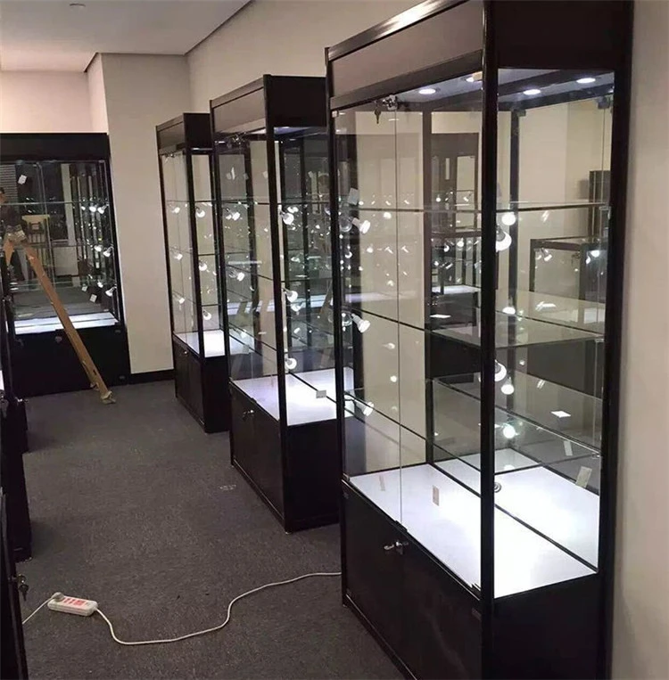 Cheap Aluminum Profile Showcase Retail Shop Display Counter Exhibition Glass Cabinets