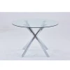 Cheap Glass Dining Room Set Metal Leg Tempered Glass Dining Table