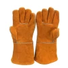 Cheap yellow heat resistant cow split  leather mitten argon arc welding safety electric welding gloves