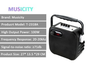 China 80 Watt 50W Microphone  Amplifier Pa Classroom System 100W Subwoofer Box Portable Karaoke Party Speaker