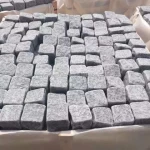 China Cheap Dark Grey Tumbled Granite Driveway Cube Patio Stone  Pavers and Bricks