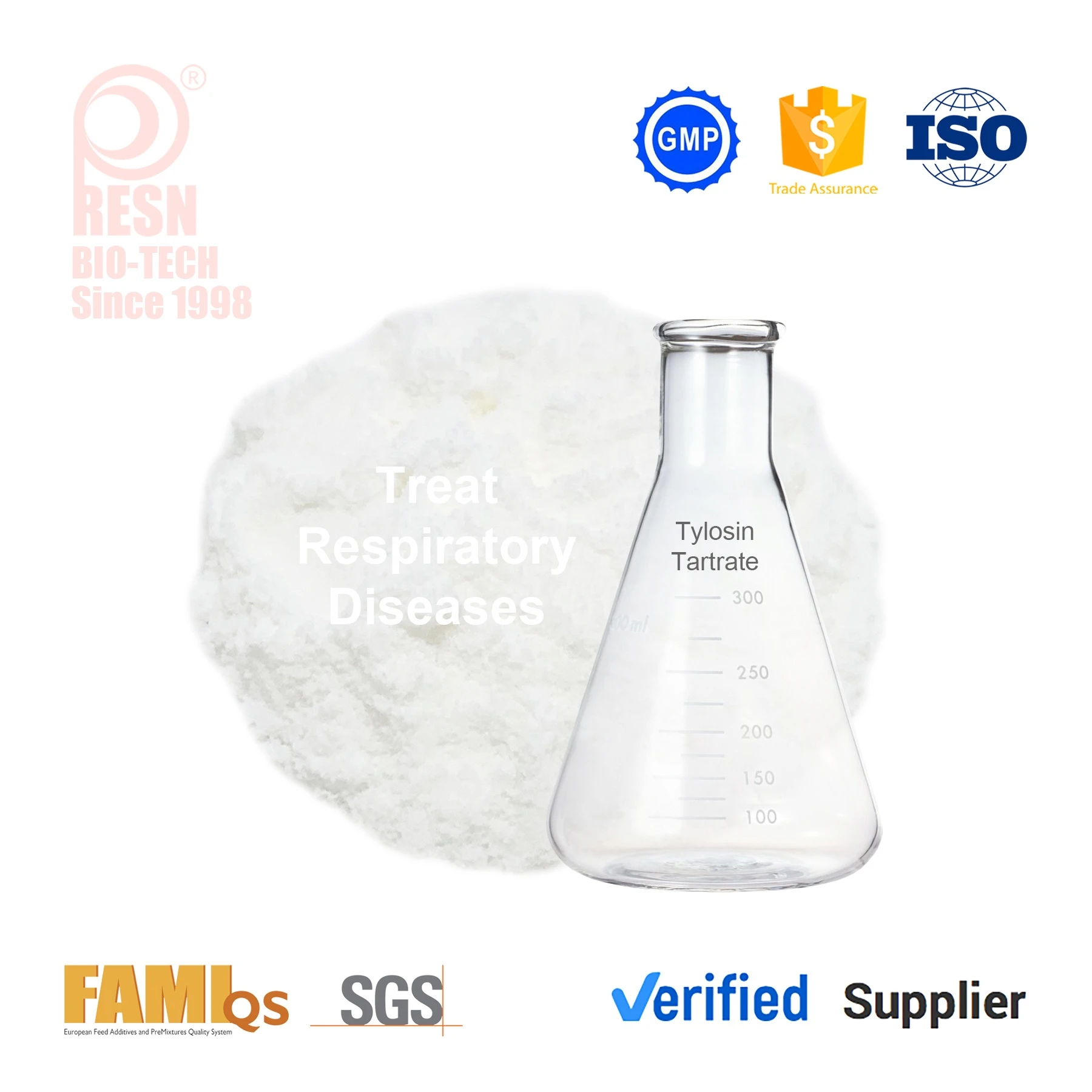China Supplier Antibiotics Tylosin Tartrate Soluble Drug Powder 10% for Birds Fowl and Pigeon
