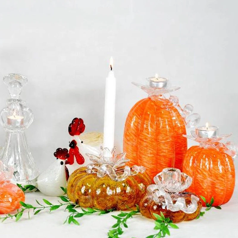 Color pumpkin hollow inside decoration glass pieces crafts for outdoor decor fruit