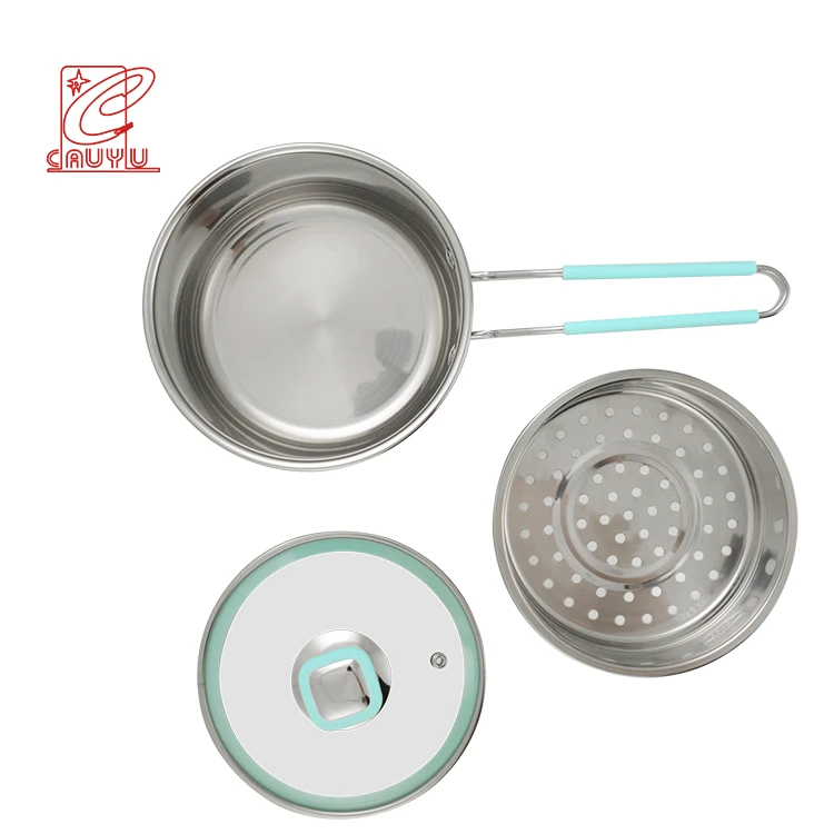 Colorful Multi-function  Stainless Steel 304 Milk Boiling Saucepan With Glass Lid
