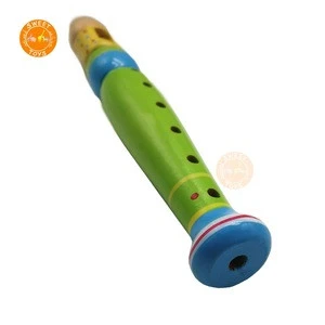 Colorful Wooden Flute Hooter Trumpet Bugle Toy Wooden kids Whistle Toy musical instrument piccolo flute early education toy