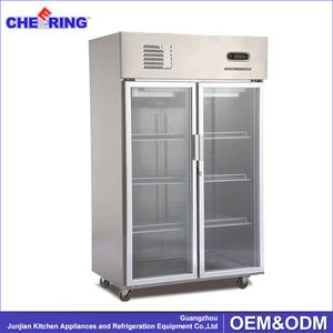 commercial double upright portable stainless steel freezer & refrigerator with glass door