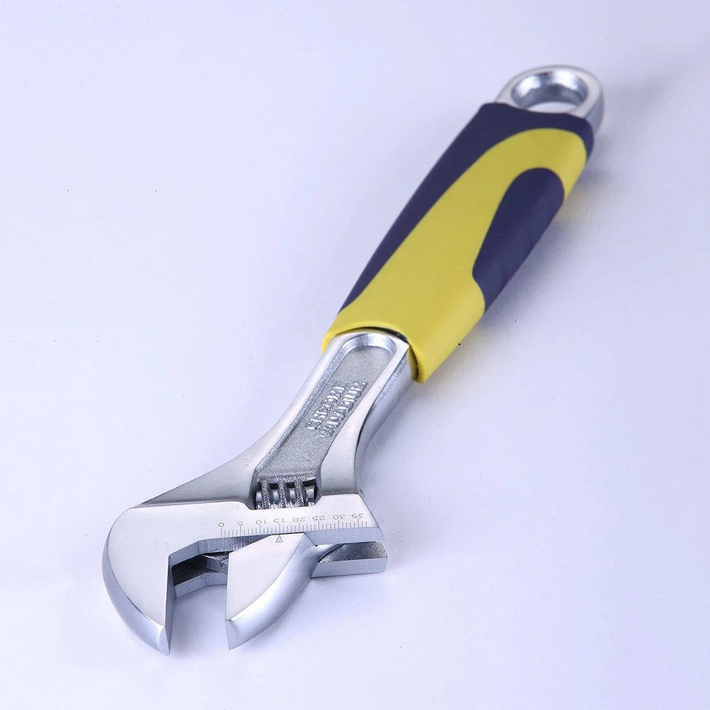 CR-V material adjustable wrench with 2-color soft handle