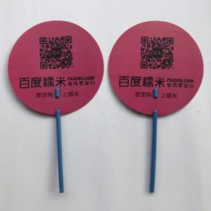Custom Advertisement Use Plastic Hand Fan with Stick Handle