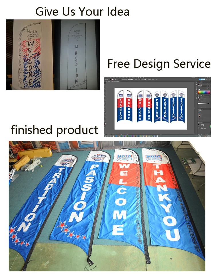 custom advertising polyester flying flag printed