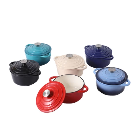 custom cookware sets Thermal Insulated Round With Lid Camping Cookware Enamel Casseroles saucepan cookware sets
