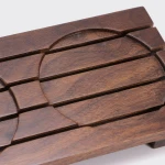 custom hotel bathroom glass toothbrush cup wooden holder