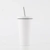 Custom logo printing double walled vacuum insulated colored matte tumblers with straw