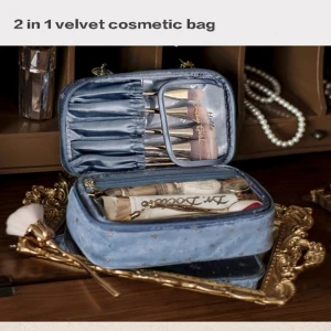 Custom logo velvet Cosmetics pouch makeup storage bag portable travel cosmetic bag