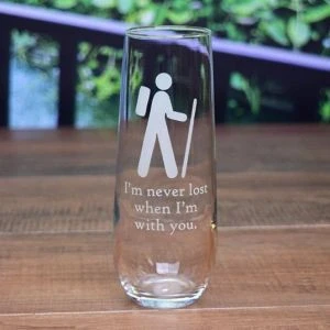 Custom Personalized Engraved Stemless Champagne Flute Glasses