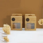 custom print logo small luxury craft gift jewelry kraft brown paper boxes packaging with clear window