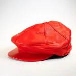 Custom Red Color Cheap Price 8 Panel Genuine Leather Ivy Hats