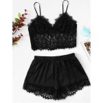 custom women sheer eyelash lace cami top and satin shorts  pj set loungewear