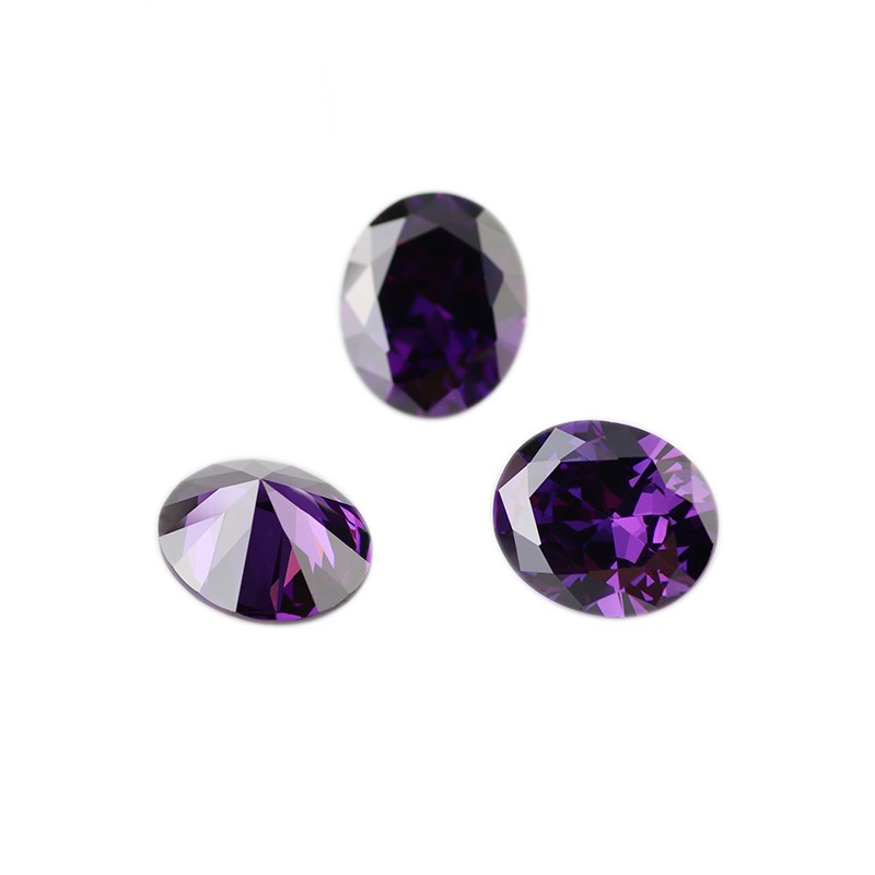 Customization Size Factory Price 5x7mm Oval CZ Loose Gemstone 8# D-Amethyst Wax Setting Cubic Zirconia Stone