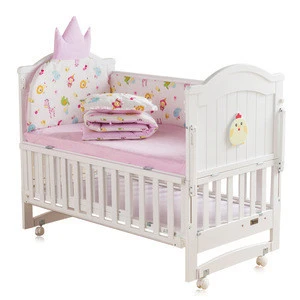 Cute child crib baby cradle bed splicing big bed solid wood without paint bed