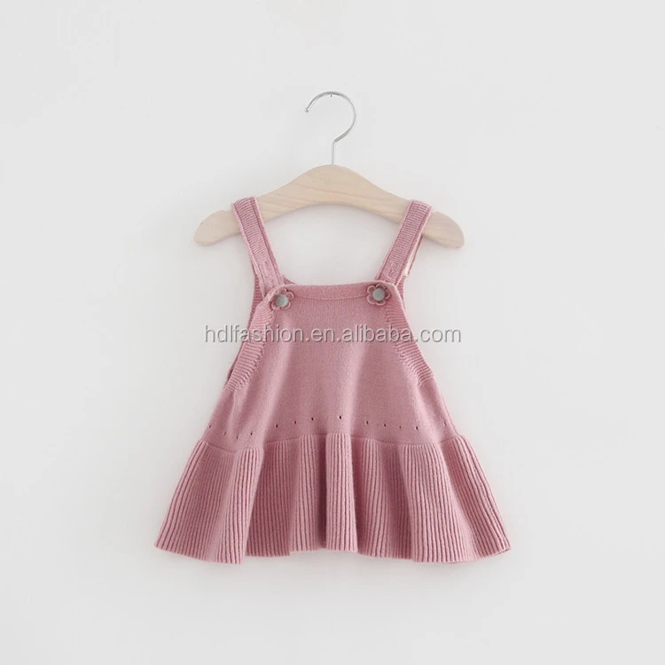 Cute girls clothing fashion strap overalls knitted mini baby skirt top