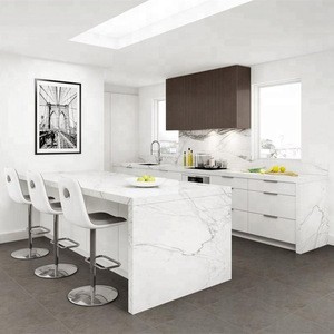 DAIYA kitchen cabinet with lacquer finish design waterfall countertop