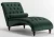 Dark green S shaped chaise lounge velvet fabric with buttons design wooden legs