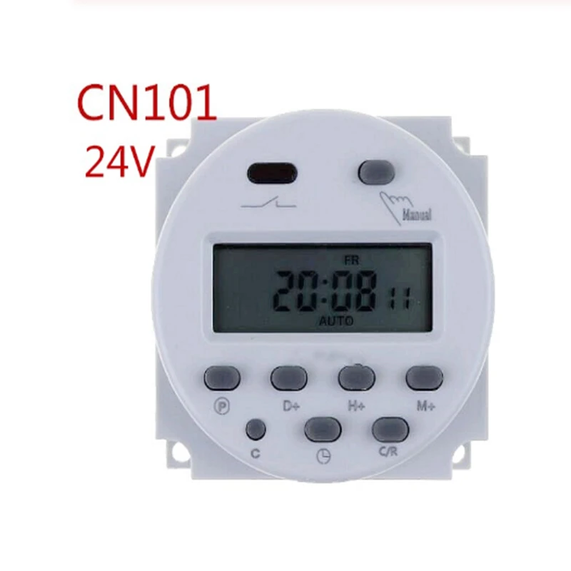 DC 24V Digital Round LCD Power Programmable Timer Time Relay 16A Switch Support 17-times Daily Weekly Program CN101