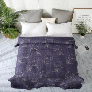 Dolphin Print Design Single Double King Size Luxury Turkey Embroidered Wedding Blanket Bedspread quilted bedspreads