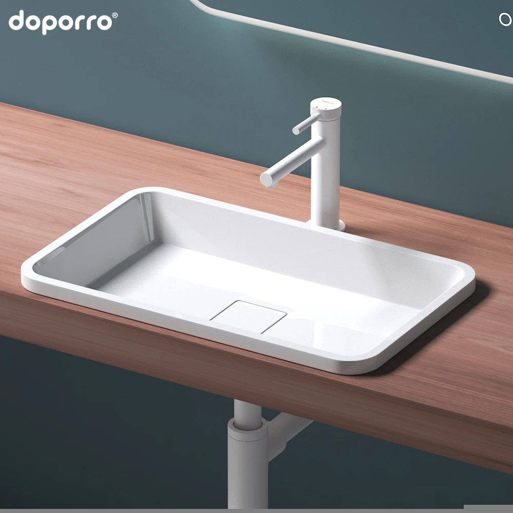Doporro OEM/ODM morden Artificial stone rectangle Under Counter white wash Hand basin bathroom sink basin