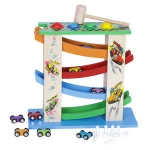 Double Track Wooden Slide Blocks Racing Car toys wood kids toys Car Train Vehicle