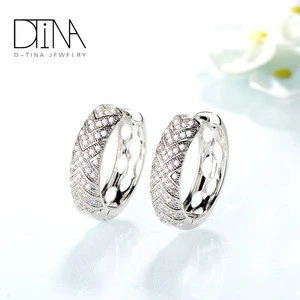 DTINA 2018 Autumn Latest Design  Luxury  platinum plated Earrings With White Gold Color Fine Jewelry For Girls Earbob