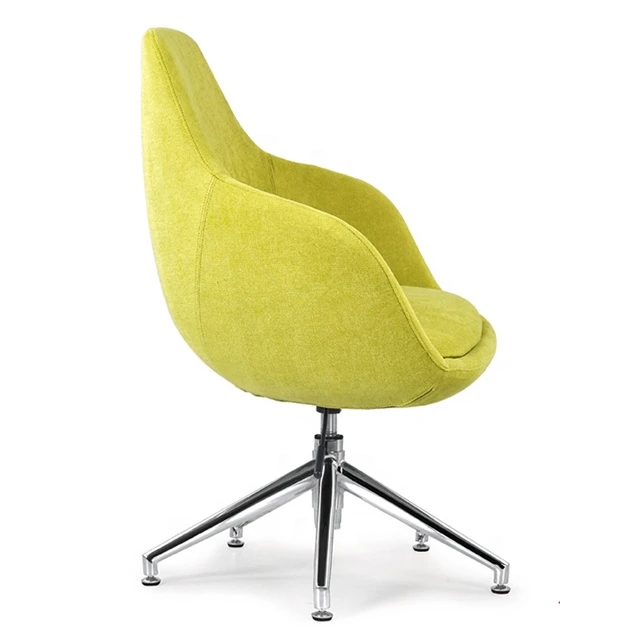 Eco-Friendly Yellow Fabric Four Legs Chairs Office Executive Chairs Waiting Room Furniture