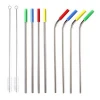 Ecoy stainless steel 304 drinking straw set metal straw set with colorful silicone lips