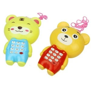Electronic Kids Music Phone Toy Cute Tiger Animal Learning Mobile Phone Toys Baby Children Music Puzzle Phone Rancom Color