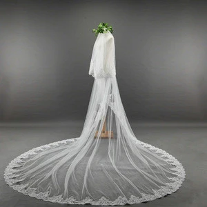 Eslieb velo 3.5 Meter White Ivory Cathedral Wedding Veils Long Edge Bridal Veil with Comb Wedding Accessories Bride Wedding Veil