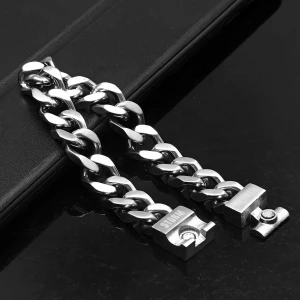 European and American popular mens bracelet 316L stainless steel magnetic buckle bracelet