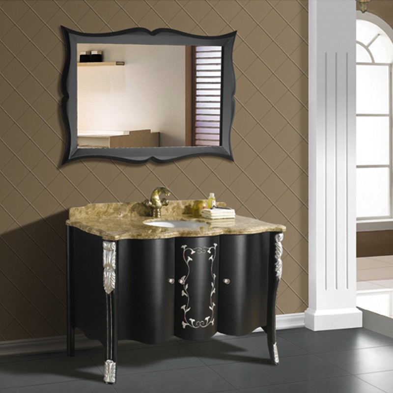 European Nordic Floor Standing Wood Vanity Unit Solid Cabinets with Mirror Classic Small Bathroom Furniture Accessories