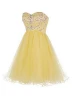Exquisite Yellow Sweetheart Beaded Top Short Puffy Homecoming Dresses
