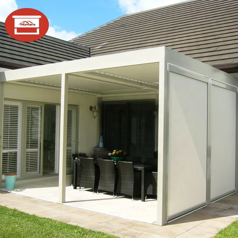 Exterior Removable Pergola Awnings For Retractable Roof LED Lights